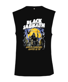 Tisho - Black Sabbath Rock Tasarım Baskılı Kesik Kol Unisex Tişört
