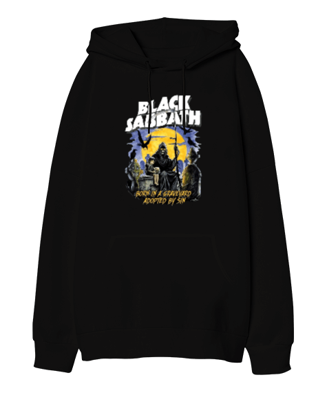 Tisho - Black Sabbath Rock Tasarım Baskılı Oversize Unisex Kapüşonlu Sweatshirt