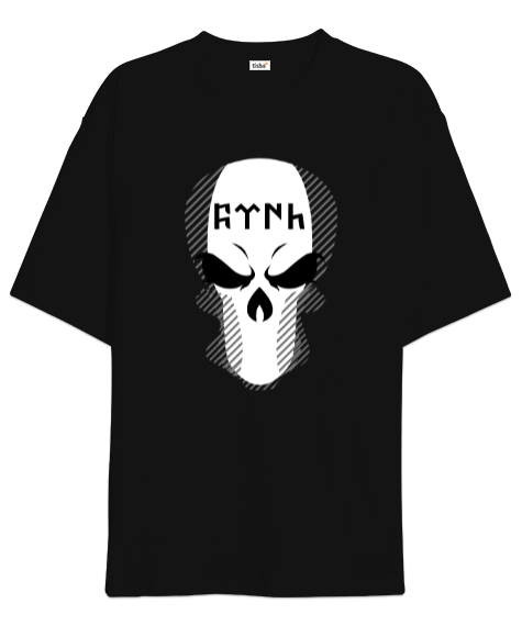 Tisho - black skull unisex tshirt Oversize Unisex Tişört