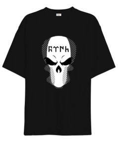 Tisho - black skull unisex tshirt Oversize Unisex Tişört