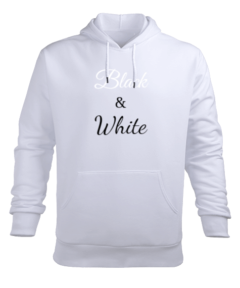 Black White Erkek Kapüşonlu Hoodie Sweatshirt