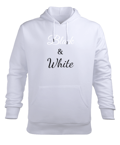 Tisho - Black White Erkek Kapüşonlu Hoodie Sweatshirt