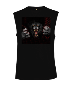 Black Wolf Kesik Kol Unisex Tişört - Thumbnail