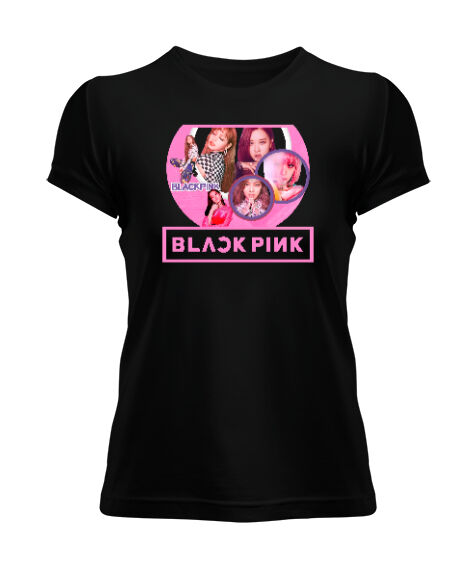Tisho - Blackpink Blu V4 Siyah Kadın Tişört