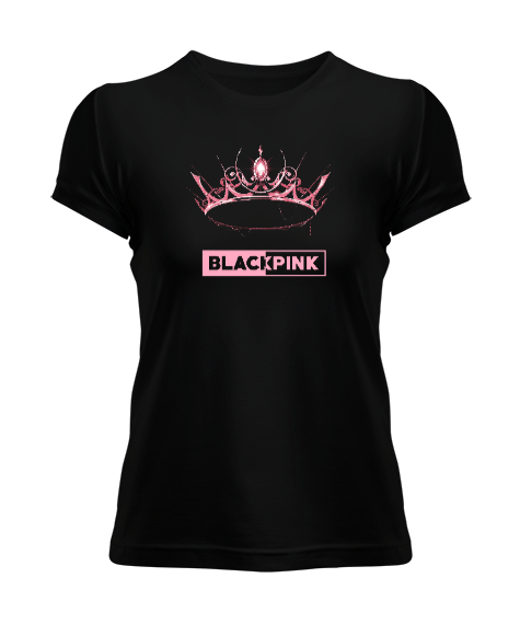 Tisho - Blackpink Crown Album Cover Siyah Kadın Tişört