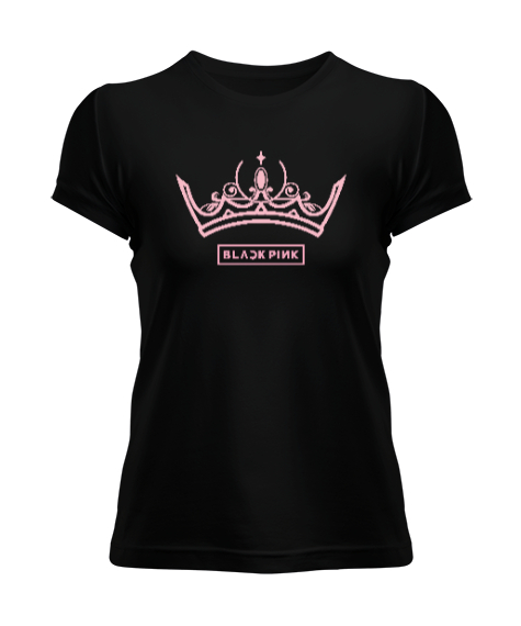 Tisho - Blackpink Crown V2 Siyah Kadın Tişört