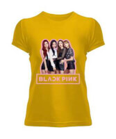 Tisho - Blackpink Foto Baskılı Sarı Kadın Tişört