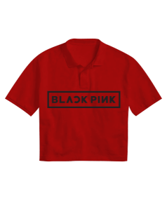 Tisho - Blackpink Kırmızı baskılı Kadın Crop Polo Yaka Tişört