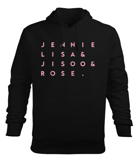 Tisho - Blackpink Kpop Girls Jennie Lisa Jisoo Rose Tasarım Baskılı Siyah Erkek Kapüşonlu Hoodie Sweatshirt