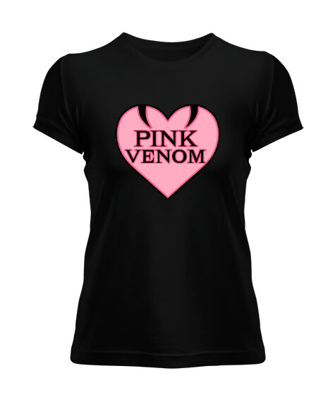 Tisho - Blackpink Kpop Pink Venom Tasarım Baskılı Siyah Kadın Tişört