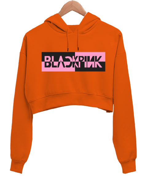 Tisho - Blackpink Kpop Tasarım Baskılı Kadın Crop Hoodie Kapüşonlu Sweatshirt