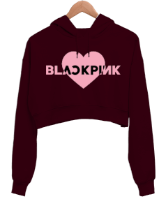 Tisho - Blackpink Kpop Tasarım Baskılı Kadın Crop Hoodie Kapüşonlu Sweatshirt