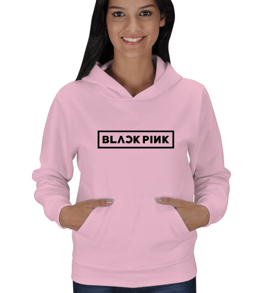 BLACKPINK Logo Baskılı Kadın Sweatshirt Kadın Kapşonlu