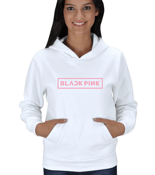 Tisho - BLACKPINK Logo Baskılı Kadın Sweatshirt Kadın Kapşonlu