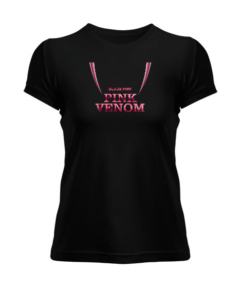 Tisho - Blackpink Pink Venom Blu V1 Siyah Kadın Tişört