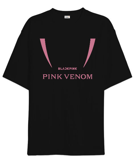 Tisho - Blackpink Pink Venom Dişli Siyah Oversize Unisex Tişört
