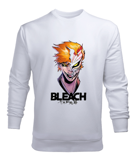 Tisho - Bleach Anime Tasarım Baskılı Beyaz Erkek Sweatshirt