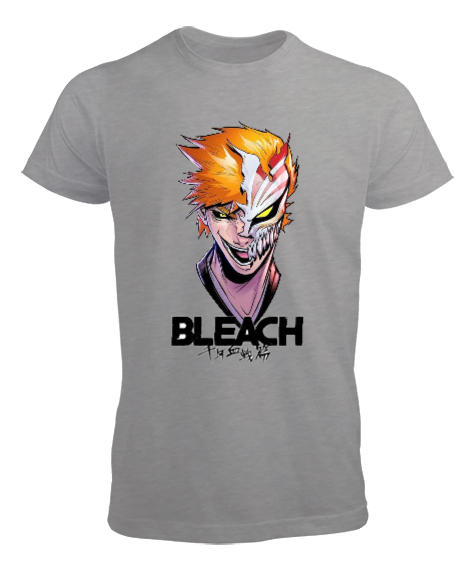 Tisho - Bleach Anime Tasarım Baskılı Gri Erkek Tişört