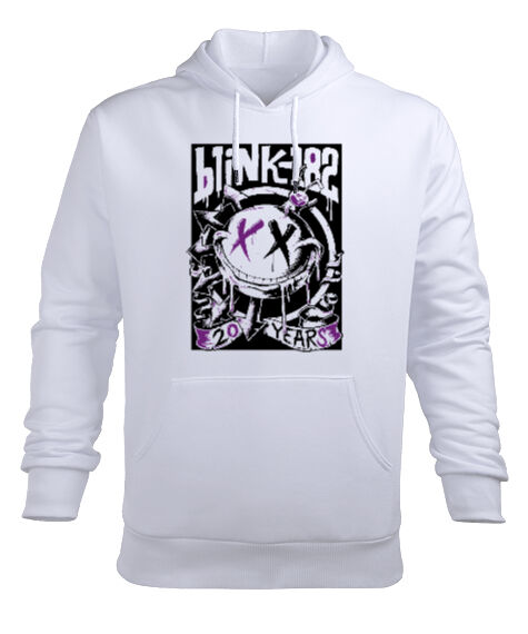 Tisho - Blink 182 Blu V Beyaz Erkek Kapüşonlu Hoodie Sweatshirt