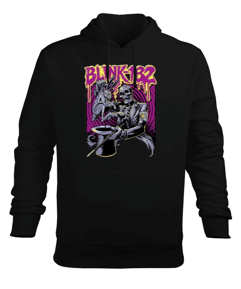 Tisho - Blink-182 Rock Tasarım Baskılı Siyah Erkek Kapüşonlu Hoodie Sweatshirt