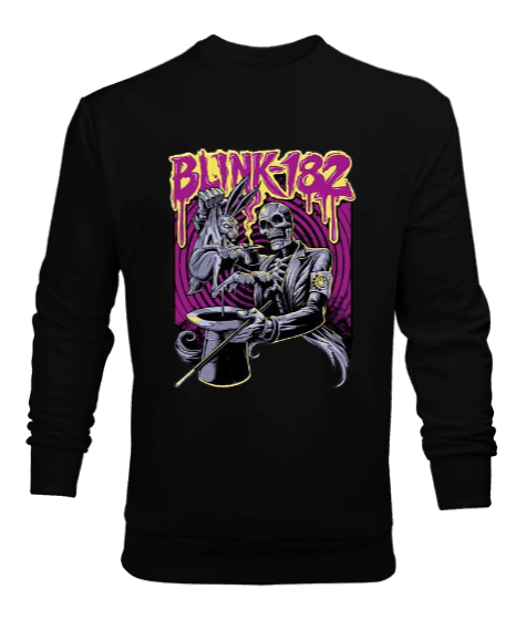 Tisho - Blink-182 Rock Tasarım Baskılı Siyah Erkek Sweatshirt
