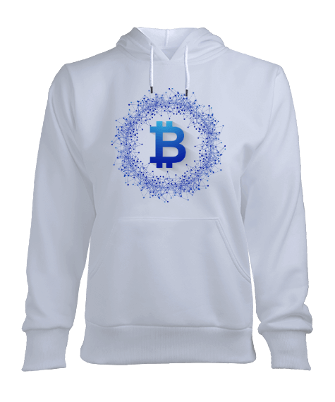 Blockchain Bitcoin v1H Beyaz W Kadın Kapşonlu Hoodie Sweatshirt