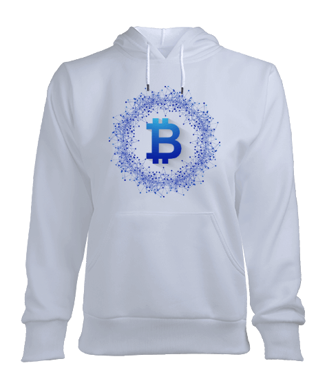 Tisho - Blockchain Bitcoin v1H Beyaz W Kadın Kapşonlu Hoodie Sweatshirt