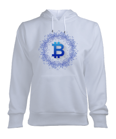 Tisho - Blockchain Bitcoin v1H Beyaz W Kadın Kapşonlu Hoodie Sweatshirt