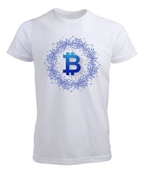 Tisho - Blockchain Bitcoin v1T Beyaz Erkek Tişört