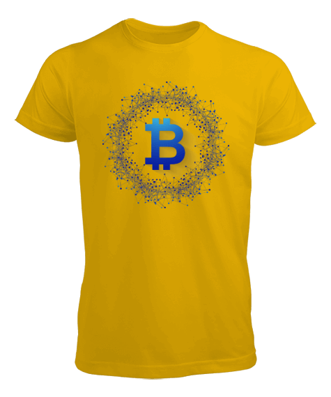 Tisho - Blockchain Bitcoin v1T Sari Erkek Tişört