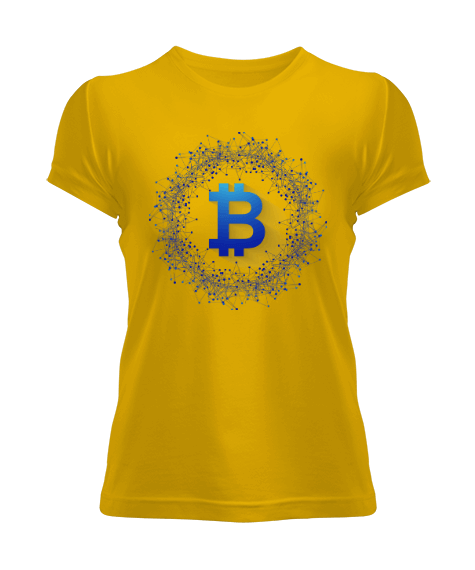 Tisho - Blockchain Bitcoin v1T Sari W Kadın Tişört
