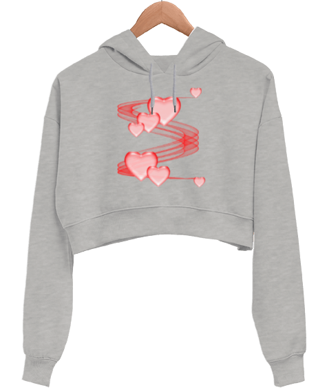 Tisho - Blog smiley love Kadın Crop Hoodie Kapüşonlu Sweatshirt