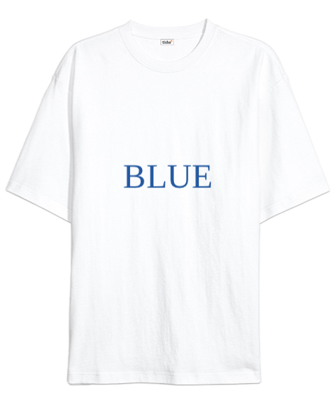 Tisho - Blue Beyaz Oversize Unisex Tişört