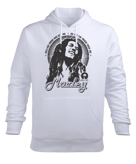 Tisho - Bob Marley Baskılı Erkek Kapüşonlu Hoodie Sweatshirt
