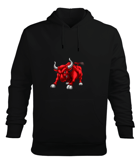 Tisho - Boğa desenli Erkek Kapüşonlu Hoodie Sweatshirt