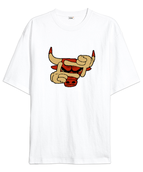Tisho - Boğa Selfi - Bull Selfie Beyaz Oversize Unisex Tişört