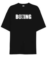 Boks Antrenmanı - Boxing Sırt Baskılı Siyah Oversize Unisex Tişört - Thumbnail