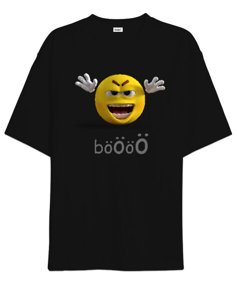 Tisho - Böö - Komik Siyah Oversize Unisex Tişört