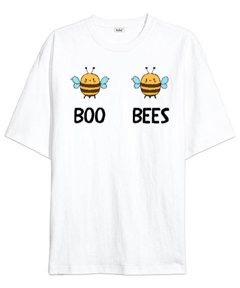 Tisho - Boobees Komik Espirili Arı özel tasarımı Beyaz Oversize Unisex Tişört