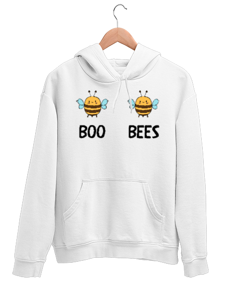 Tisho - Boobees Komik Espirili Arı özel tasarımı Beyaz Unisex Kapşonlu Sweatshirt