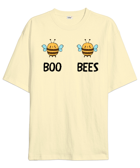 Tisho - Boobees Komik Espirili Arı özel tasarımı Krem Oversize Unisex Tişört