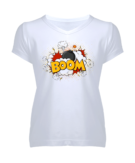 Tisho - Boom Kadın V Yaka Tişört