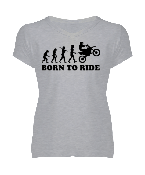 Tisho - born to ride kadın v yaka T-shirt Kadın V Yaka Tişört