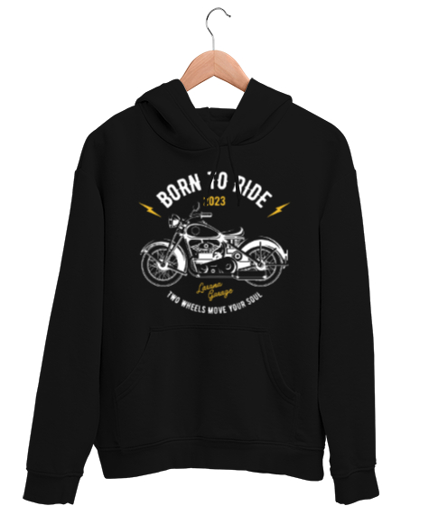 Tisho - Born To Ride Siyah Unisex Kapşonlu Sweatshirt