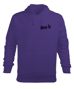 Boş İş | Basic Purple Hoodie Erkek Kapüşonlu Hoodie Sweatshirt - Thumbnail