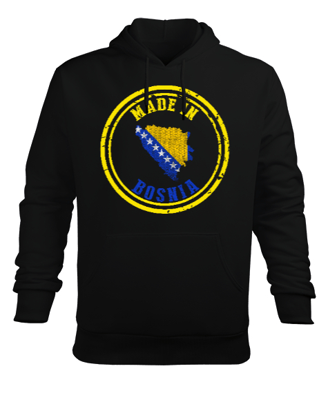 Tisho - Bosnia,Bosna,Bosna Bayrağı,Bosna haritası. Siyah Erkek Kapüşonlu Hoodie Sweatshirt