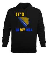 Bosnia,Bosna,Bosna Bayrağı,Bosna haritası. Siyah Erkek Kapüşonlu Hoodie Sweatshirt - Tisho