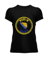 Bosnia,Bosna,Bosna Bayrağı,Bosna haritası. Siyah Kadın Tişört - Tisho