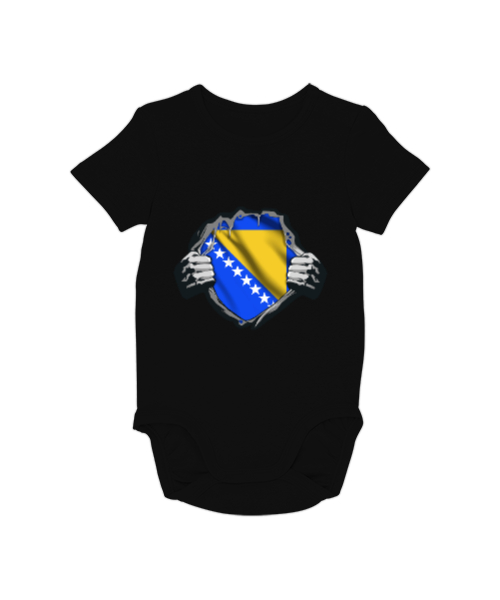 Tisho - Bosnia,Bosna,Bosna Bayrağı,Bosna logosu,Bosnia flag. Siyah Bebek Zıbını
