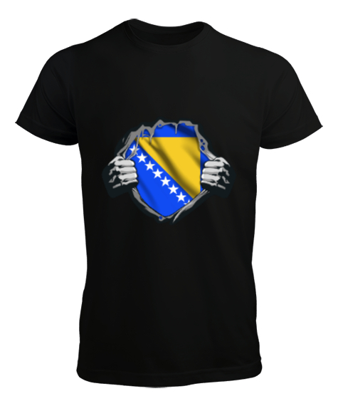 Tisho - Bosnia,Bosna,Bosna Bayrağı,Bosna logosu,Bosnia flag. Siyah Erkek Tişört
